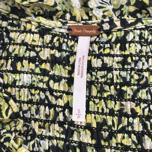 Free People Lela Green Coral Floral Long Sleeve Shirt Size Small - Picture 7 of 12